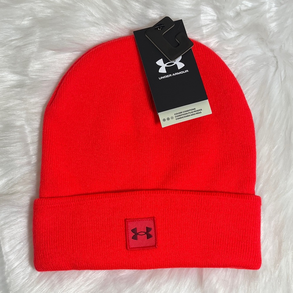 NWT Under Armour Orange Knit Beanie Cap